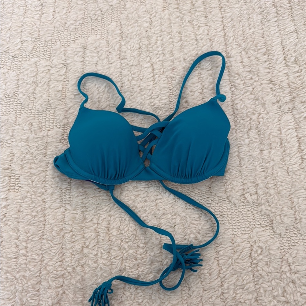 Teal Strappy Bikini Top